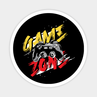 Game zone typography design with joystick illustration Magnet